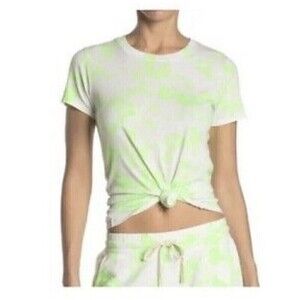 Sundry Tie Dye Boy Bright Green White Women T-Shirt‎ Size 3 Large Short Sleeves